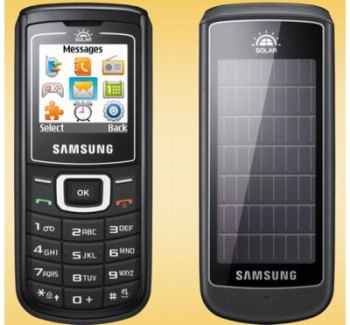 Мобильный телефон Samsung E1107 Crest Solar оснащен солнечными батареями